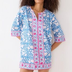 SZ Blockprint EUC M woman’s popover tunic style caftan